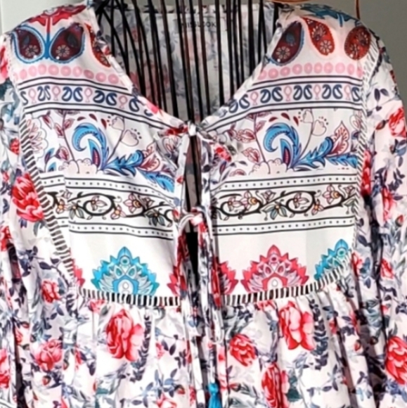 Misslook top blouse size L flower pattern Cotton Polyester Very good condition - Picture 7 of 14